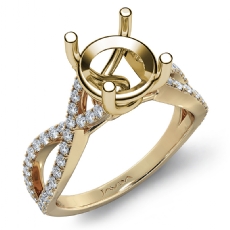 French Cut Pave Diamond Engagement Ring 14k Gold Yellow Round Semi Mount  (0.44Ct. tw.)