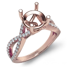 French Cut Pave Diamond Engagement Ring 14k Rose Gold Round Semi Mount  (0.44Ct. tw.)