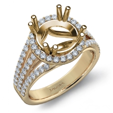 Halo U Cut Prong Diamond Engagement Ring Round Semi Mount 14k Gold Yellow  (1Ct. tw.)