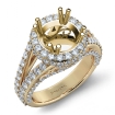 Halo Prong Set Diamond Engagement Round Ring 18k Yellow Gold Semi Mount 1.7Ct - javda.com 