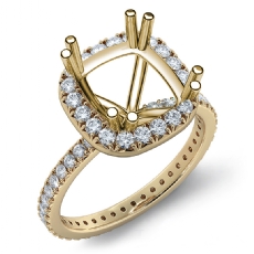 Diamond Engagement Halo French Cut Ring Cushion Semi Mount 14k Gold Yellow  (0.75Ct. tw.)