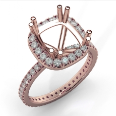 Diamond Engagement Halo French Cut Ring Cushion Semi Mount 14k Rose Gold  (0.75Ct. tw.)