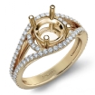 U Shared Prong Diamond Engagement Ring Round Semi Mount 18k Yellow Gold 0.65Ct - javda.com 