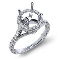 Round Diamond Engagement 14K White Gold Halo U Shape Cut Semi Mount Ring 1.26Ct