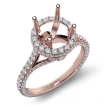 Round Diamond Engagement 18k Rose Gold Halo U Shape Cut Semi Mount Ring 1.3Ct - javda.com 