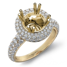 Halo Pave Set Diamond Engagement Round Semi Mount 14k Gold Yellow Ring  (1.25Ct. tw.)