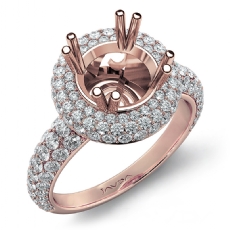 Halo Pave Set Diamond Engagement Round Semi Mount 14k Rose Gold Ring  (1.25Ct. tw.)