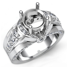 1.25Ct Round Diamond Engagement Ring 14k White Gold Setting Pave Bezel