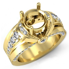 Round Diamond Engagement Ring 14k Gold Yellow Setting Pave Bezel (1.25Ct. tw.)