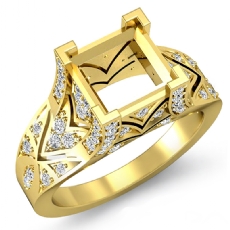 Diamond Antique Engagement Ring Princess Semi Mount 14k Gold Yellow (0.7Ct. tw.)