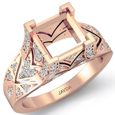 Diamond Antique Engagement Ring Princess Semi Mount 14k Rose Gold (0.7Ct. tw.)