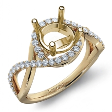 Diamond Engagement Ring Round Semi Mount 14k Gold Yellow Halo Pave Setting  (0.34Ct. tw.)