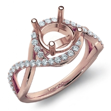 Diamond Engagement Ring Round Semi Mount 14k Rose Gold Halo Pave Setting  (0.34Ct. tw.)