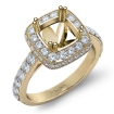1.1Ct Halo Pave Diamond Engagement Cushion Semi Mount Ring 18k Yellow Gold Band - javda.com 