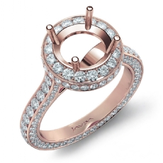Round Diamond Engagement Ring Pave Semi Mount 14k Rose Gold Wedding Band  (1.9Ct. tw.)