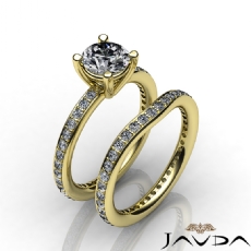 Eternity Pave Bridal Set diamond Ring 18k Gold Yellow
