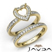 Heart Halo Diamond Semi Mount Engagement Ring Bridal Set 14k Yellow Gold 0.95Ct - javda.com 