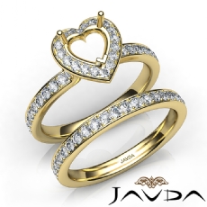 Heart Halo Diamond Semi Mount Engagement Ring Bridal Set 14k Gold Yellow  (0.95Ct. tw.)