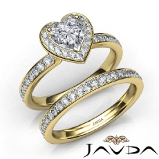 Modern Halo Pave Bridal Set diamond Ring 18k Gold Yellow