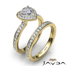 Modern Halo Pave Bridal Set diamond Ring 14k Gold Yellow