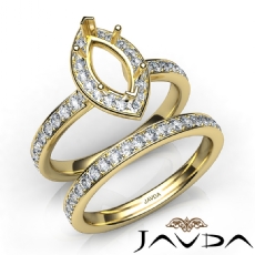 Marquise Halo Diamond SemiMount Engagement Ring Bridal Set 14k Gold Yellow  (0.95Ct. tw.)