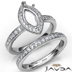 Marquise Halo Diamond SemiMount Engagement Ring Bridal Set 14K White Gold 0.95Ct