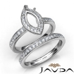 Marquise Halo Diamond SemiMount Engagement Ring Bridal Set 14k White Gold 0.95Ct - javda.com 