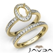Oval Halo Diamond Semi Mount Engagement Ring Bridal Set 18k Yellow Gold 0.95Ct - javda.com 