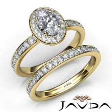 Tall Cathedral Halo Bridal Set diamond Ring 18k Gold Yellow