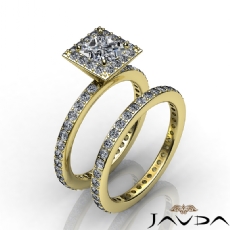 Eternity Halo Bridal Set diamond Ring 18k Gold Yellow