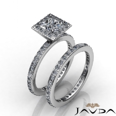 Eternity Halo Bridal Set diamond Ring 18k Gold White