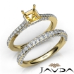 Pave Diamond Engagement Ring Asscher Semi Mount Bridal Set 18k Yellow Gold 1.65Ct - javda.com 