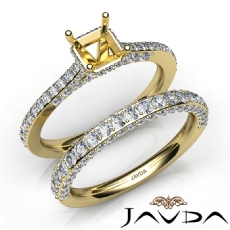Pave Diamond Engagement Ring Asscher Semi Mount Bridal Set 14k Gold Yellow  (1.65Ct. tw.)