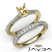 Pave Diamond Engagement Ring Cushion Semi Mount Bridal Set 14k Yellow Gold 1.65Ct - javda.com 