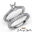 Pave Diamond Engagement Ring Cushion Semi Mount Bridal Set 18k White Gold 1.65Ct - javda.com 