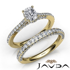 Halo Bridge Accent Bridal Set diamond Ring 18k Gold Yellow