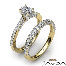 Halo Bridge Accent Bridal Set diamond Ring 14k Gold Yellow
