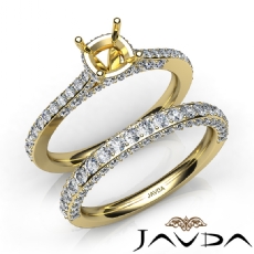Cushion Cut Diamond Engagement Semi Mount Bridal Set Ring 14k Gold Yellow  (1.65Ct. tw.)