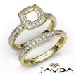 Cushion Halo Diamond Semi Mount Engagement Ring Bridal Set 18k Yellow Gold 0.95Ct - javda.com 