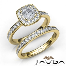 Micropave Halo Bridal Set diamond Ring 18k Gold Yellow