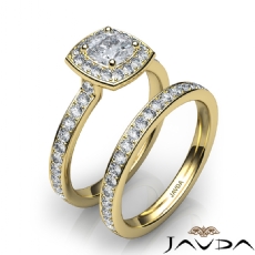 Micropave Halo Bridal Set diamond Ring 18k Gold Yellow