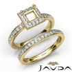 Princess Halo Diamond SemiMount Engagement Ring Bridal Set 14k Yellow Gold 0.95Ct - javda.com 