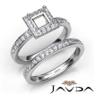 Princess Halo Diamond SemiMount Engagement Ring Bridal Set 14k White Gold 0.95Ct - javda.com 