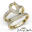 Pear Halo Diamond Semi Mount Engagement Ring Bridal Set 18k Yellow Gold 0.95Ct - javda.com 
