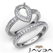 Pear Halo Diamond Semi Mount Engagement Ring Bridal Set 14k White Gold 0.95Ct - javda.com 