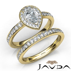 Cathedral Halo Pave Bridal Set diamond Ring 14k Gold Yellow