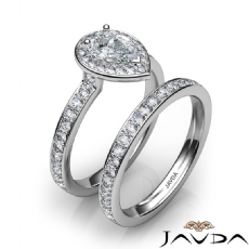 Cathedral Halo Pave Bridal Set diamond Ring Platinum 950
