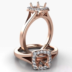 Round Diamond Engagement Semi Mount 14k Rose Gold Halo Pave Setting Ring  (0.2Ct. tw.)
