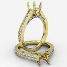 Diamond Engagement Cushion Semi Mount Pave Setting Ring 14k Gold Yellow  (0.75Ct. tw.)