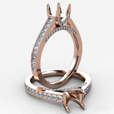 Diamond Engagement Cushion Semi Mount Pave Setting Ring 14k Rose Gold  (0.75Ct. tw.)
